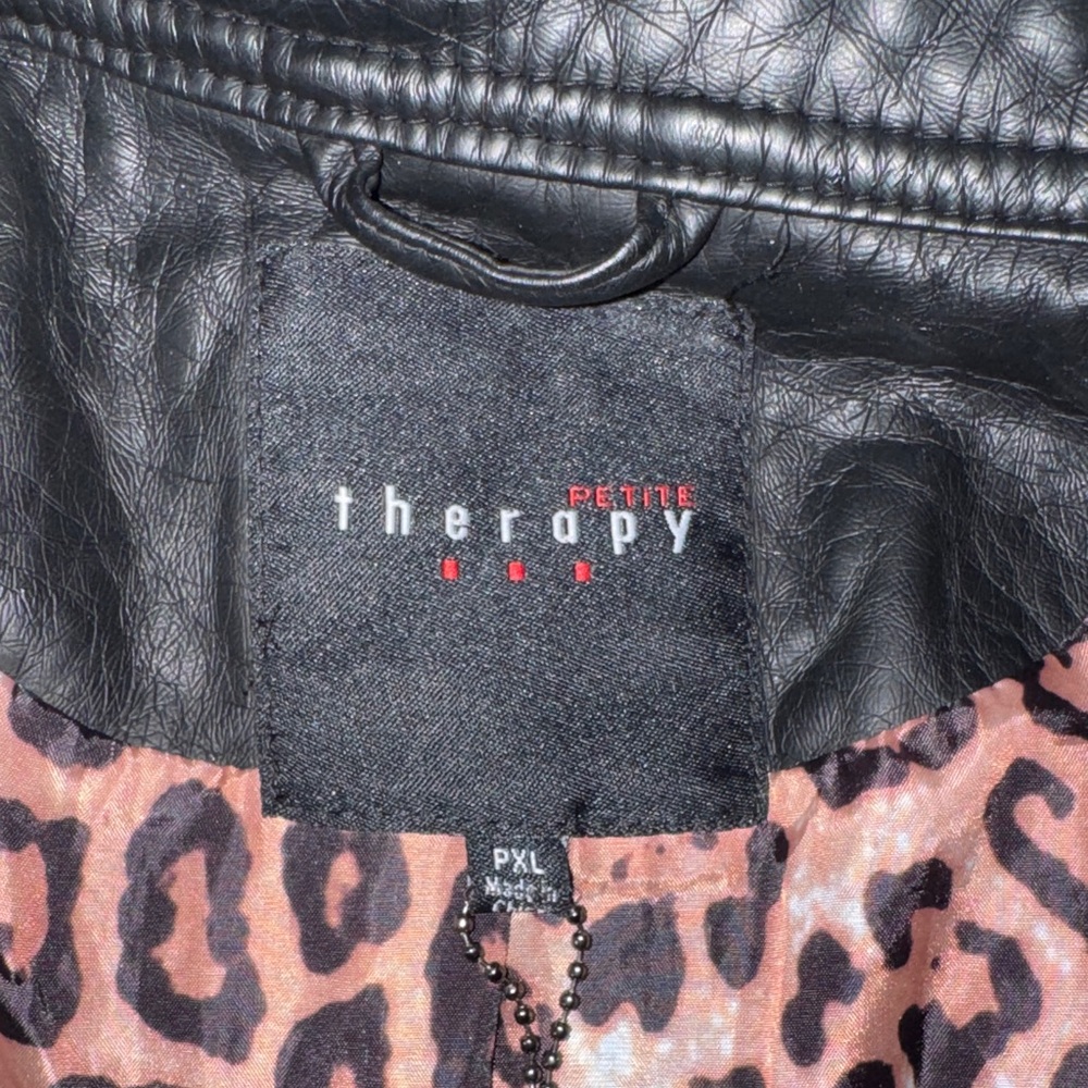 Therapy Black Faux Leather Jacket with Gold Accents Petite XL - Picture 9 of 10